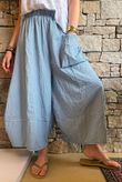 Arbi Gingham Pocket Culotte Pant Denim